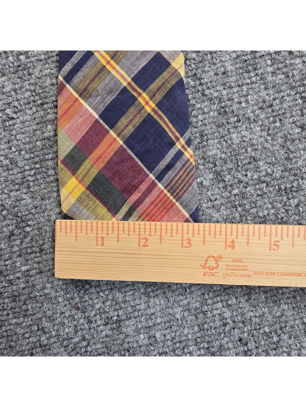 Marshall Field's Hand Woven India Madras Cotton Plaid Tie 57.5 Inch